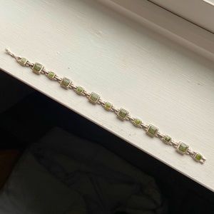 Silver & green braclet